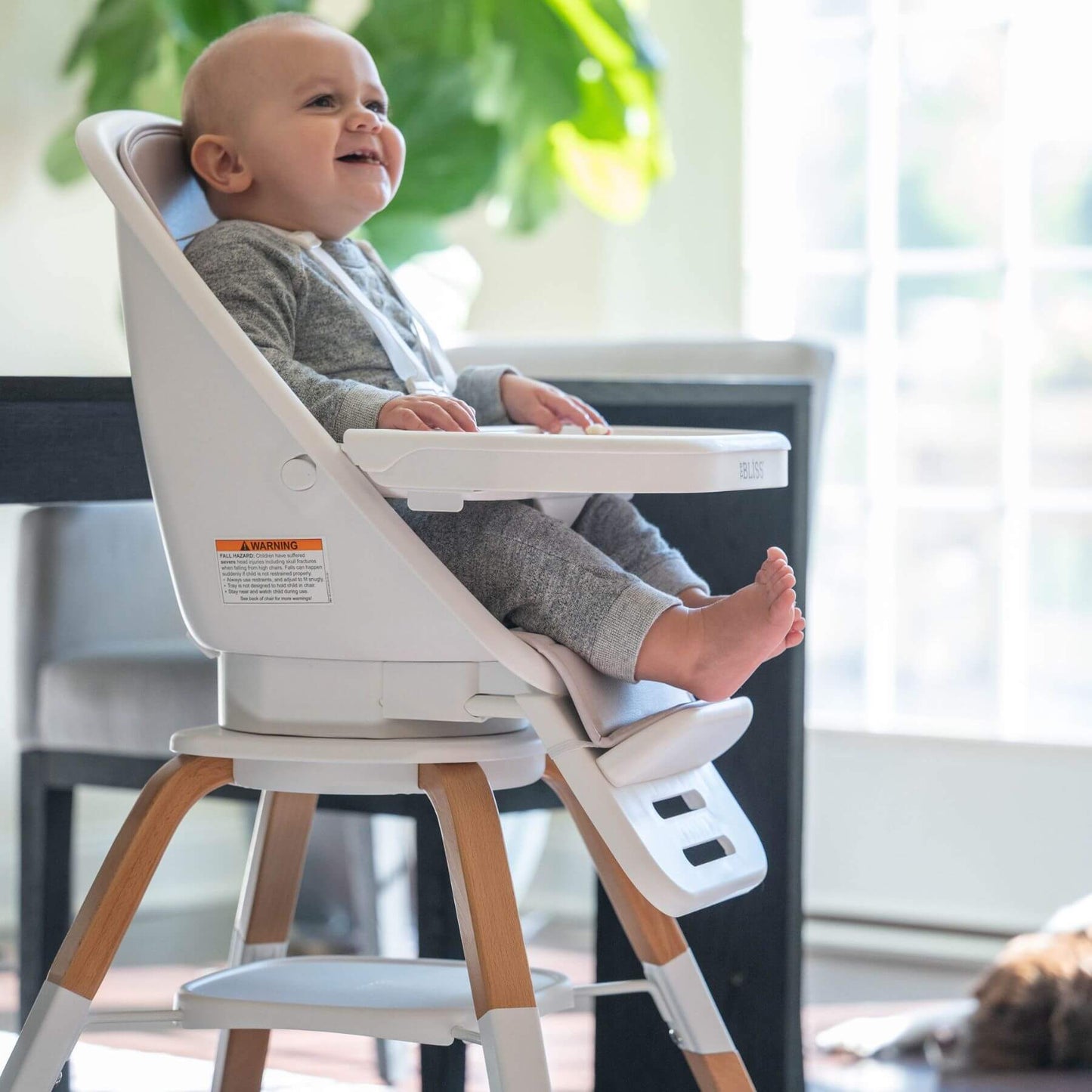 Baby Sitting on TruBliss 2-in-1 Turn-A-Tot Highchair with 360° Swivel