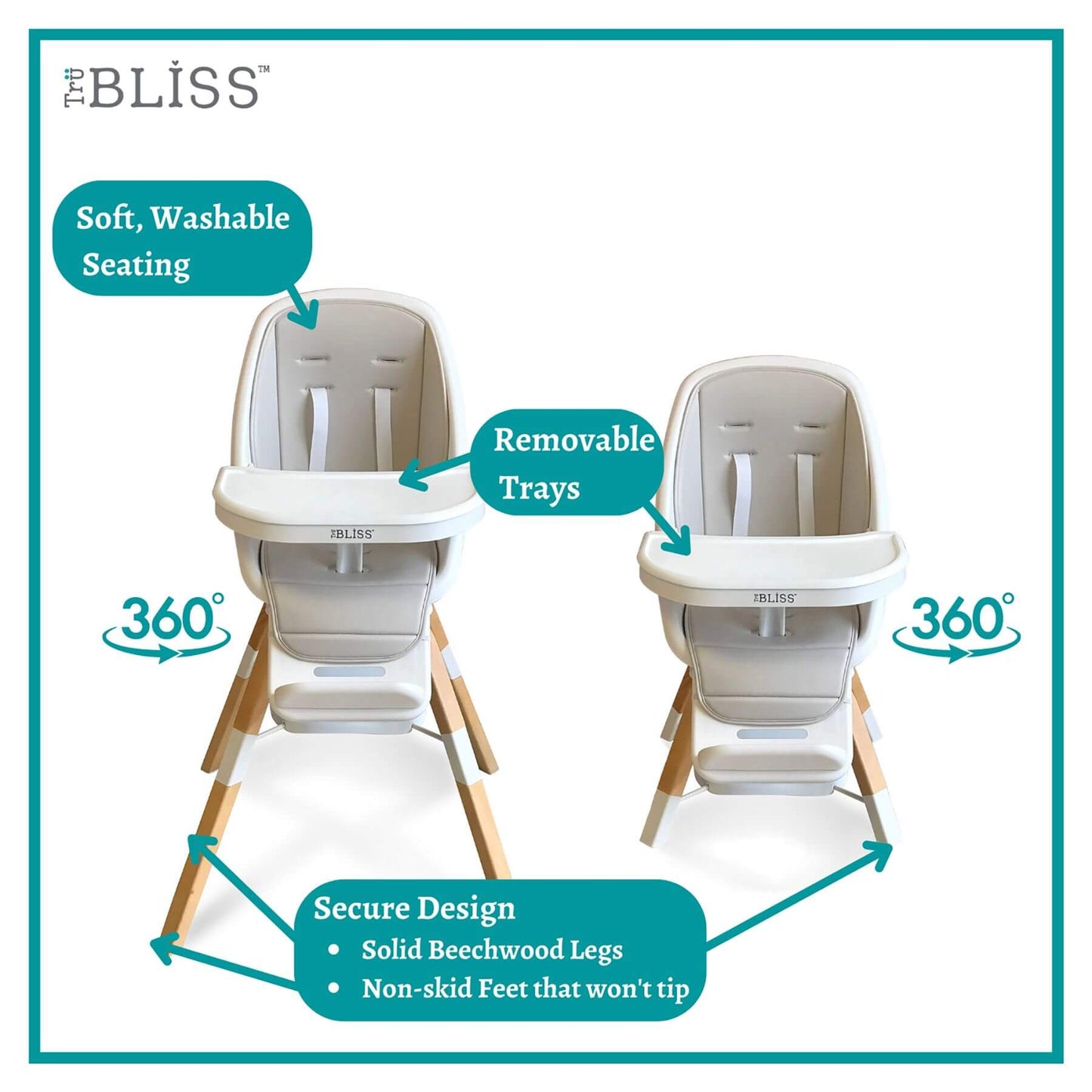 TruBliss 2-in-1 Turn-A-Tot Highchair with 360° Swivel