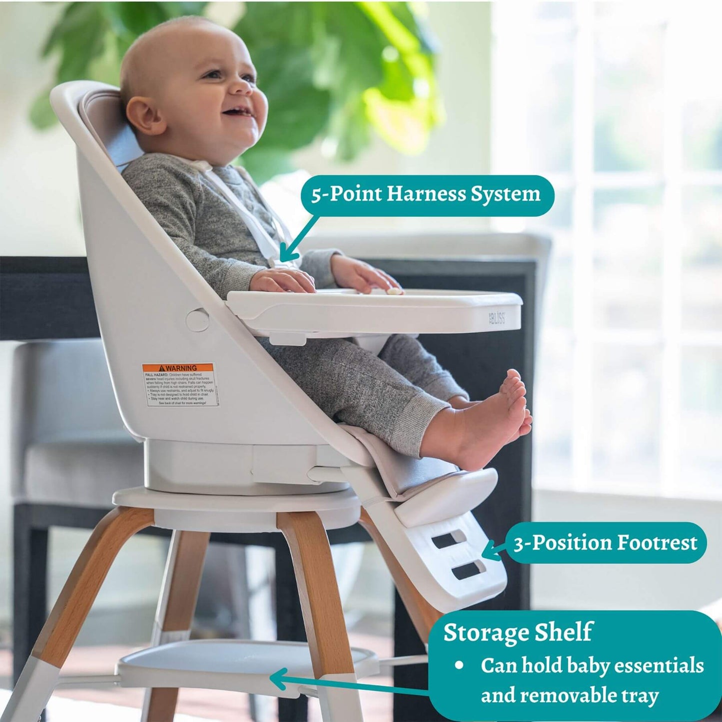 Baby Sitting on TruBliss 2-in-1 Turn-A-Tot Highchair with 360° Swivel