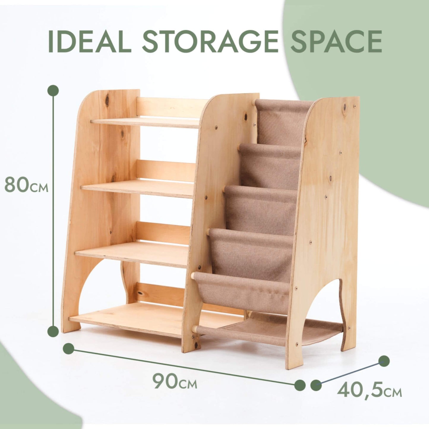 Goodevas Montessori Shelves for Toddler 2in1 Beige and measurements