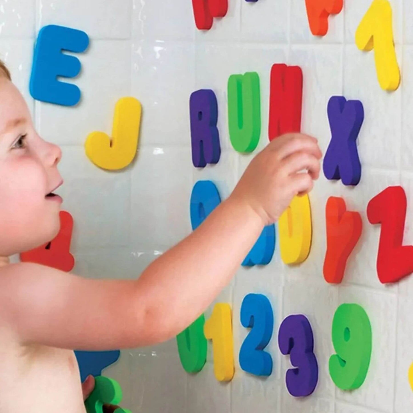 Baby Sticking RocketBaby USA 36-Pieces Set Letters and Numbers Bath Toy to Bath Wall