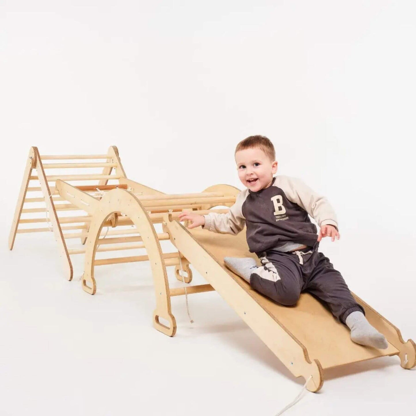 Child playing on Goodevas 5in1 Montessori Climbing Set