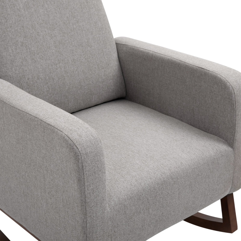 Detail of HOMCOM Nursery Rocker with Curved Wood Base Grey