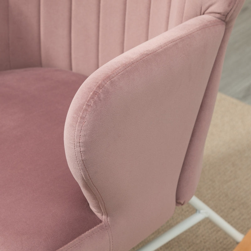HOMCOM Modern Nursery Accent Rocking Chair | Wingback Chair | Pink
