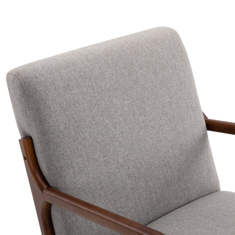 HOMCOM Upholstered Nursery Rocking Armchair | Wood Base & Linen Fabric Seat | Grey
