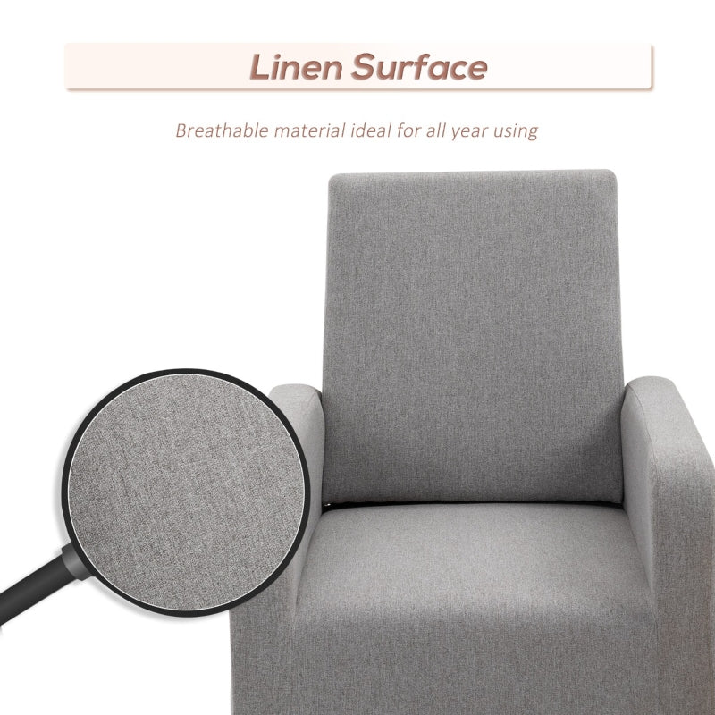 Detail of HOMCOM Nursery Rocker with Curved Wood Base Grey
