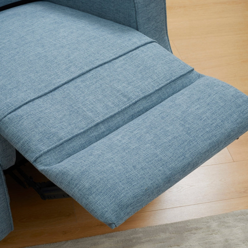 HOMCOM Electric Power Nursery Recliner | Blue Linen Upholstery Armchair