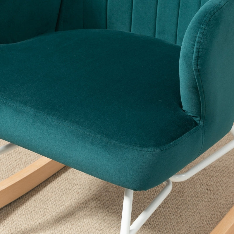 HOMCOM Modern Nursery Accent Rocking Chair | Wingback Chair | Blue