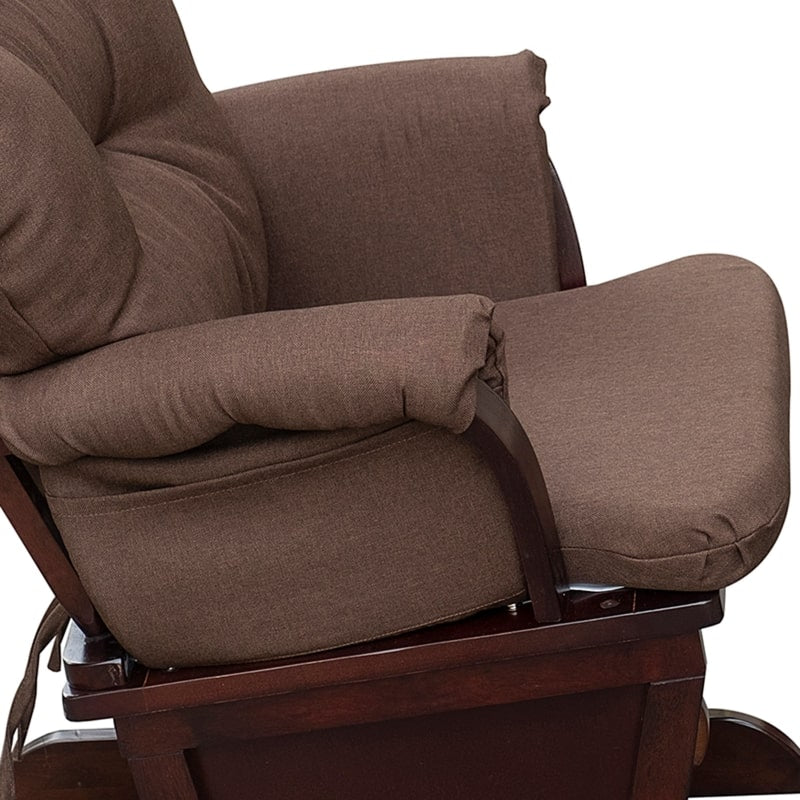 HOMCOM Nursery Glider Rocker with Ottoman | Thick Padded Cushion & Wood Base | Brown