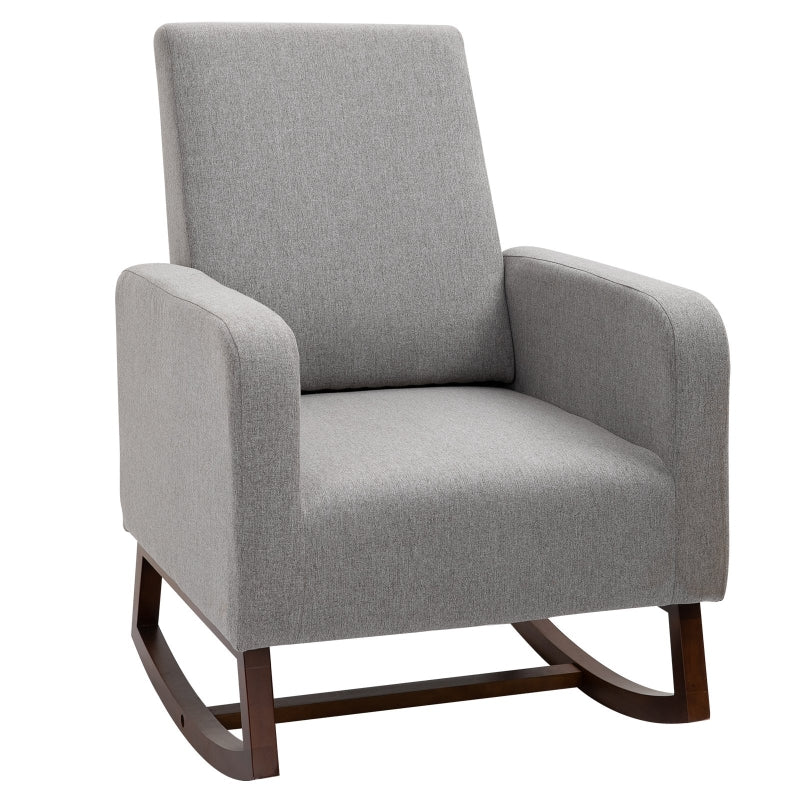 HOMCOM Nursery Rocker with Curved Wood Base, Grey