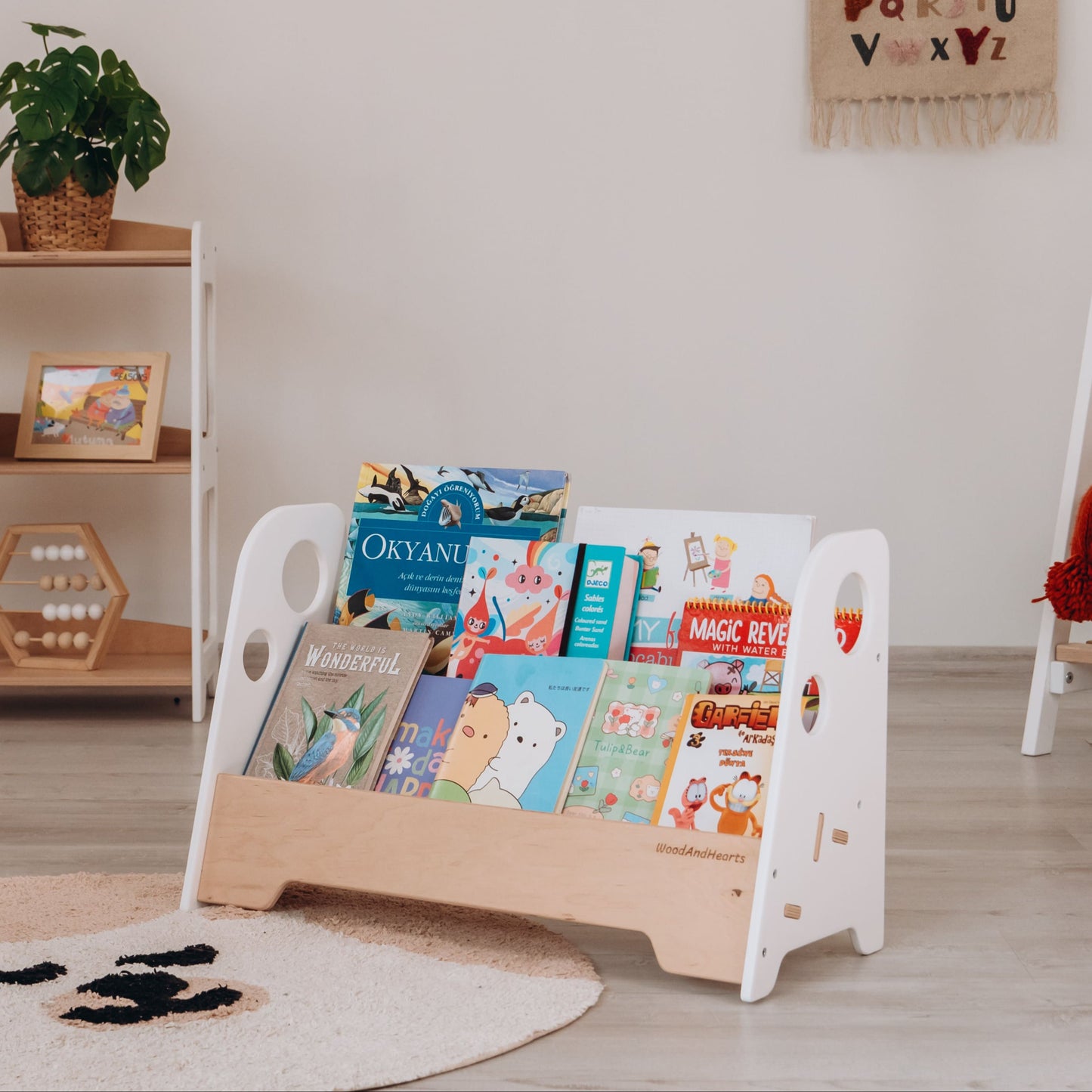 Wood and Hearts Kids Bookshelf