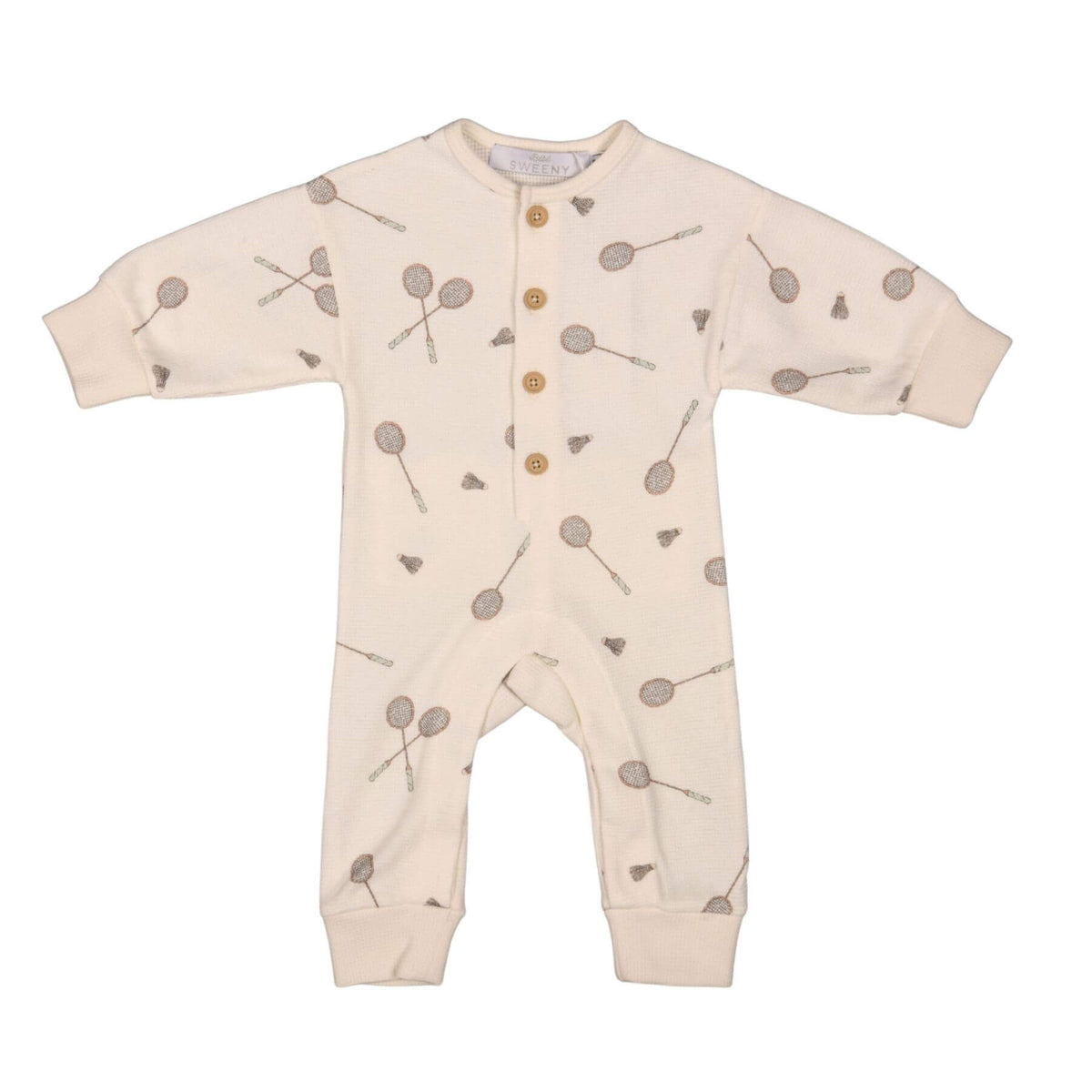 SOK | Baby Boys Ivory Cotton Badminton Print Romper