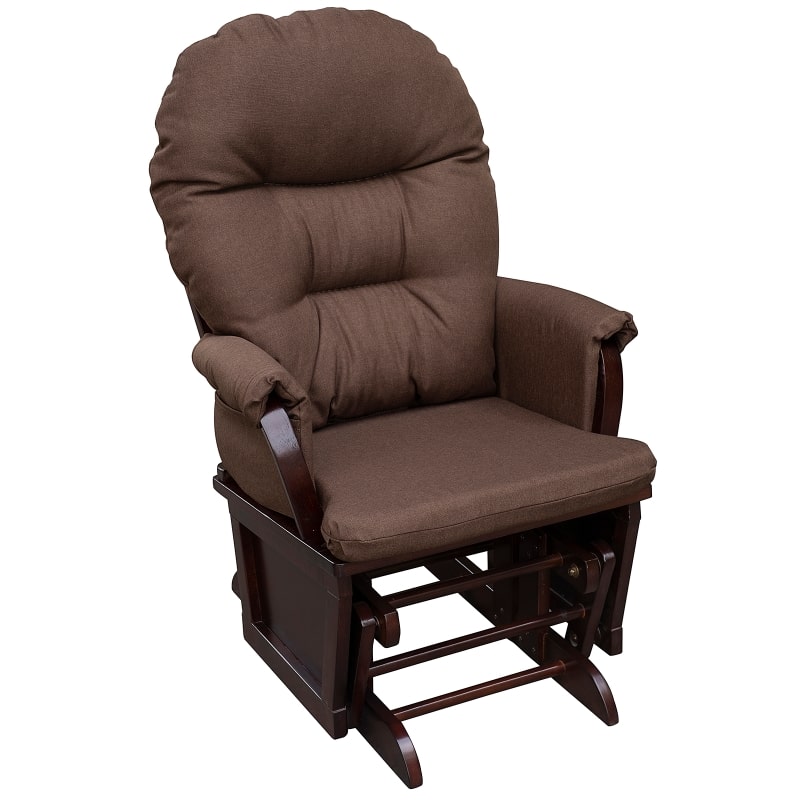 HOMCOM Nursery Glider Rocker with Ottoman | Thick Padded Cushion & Wood Base | Brown