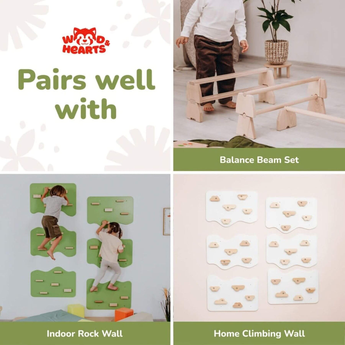 Wood and Hearts Climbing Wall Playground