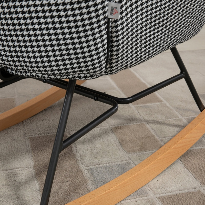 HOMCOM Nursery Glider Rocker with Ottoman | Stylish Houndstooth Rocker