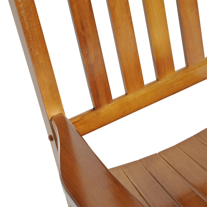 Outsunny Indoor/Outdoor Nursery Rocking Chair in Natural | Slatted for Indoor, Backyard & Patio