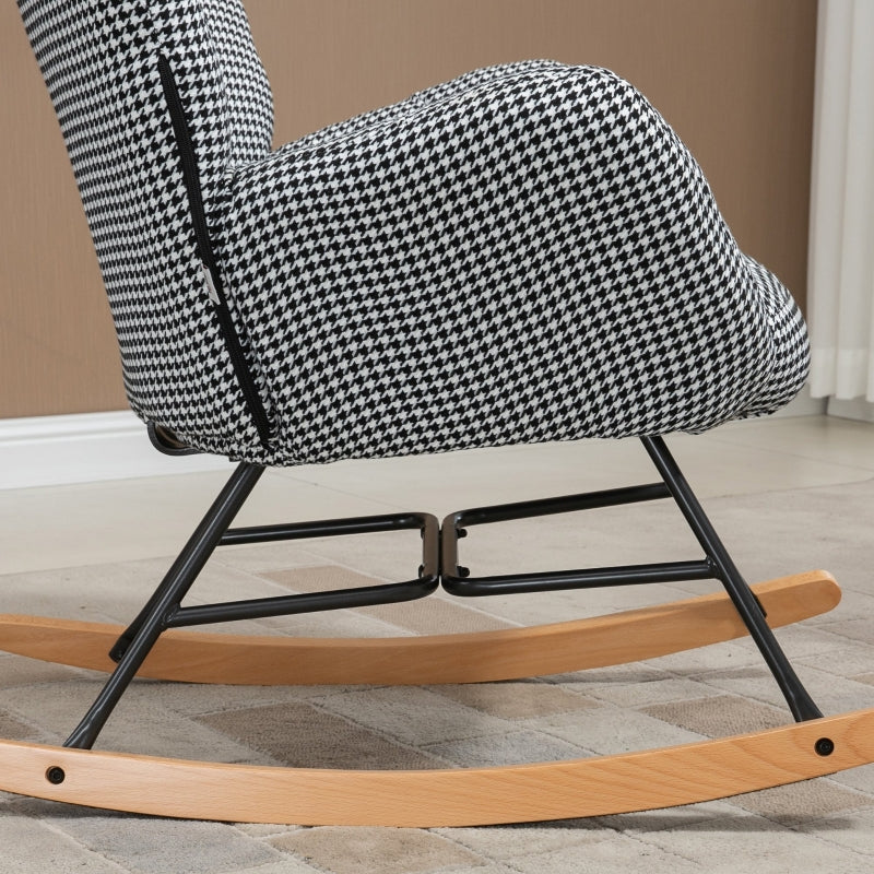 HOMCOM Nursery Glider Rocker with Ottoman | Stylish Houndstooth Rocker