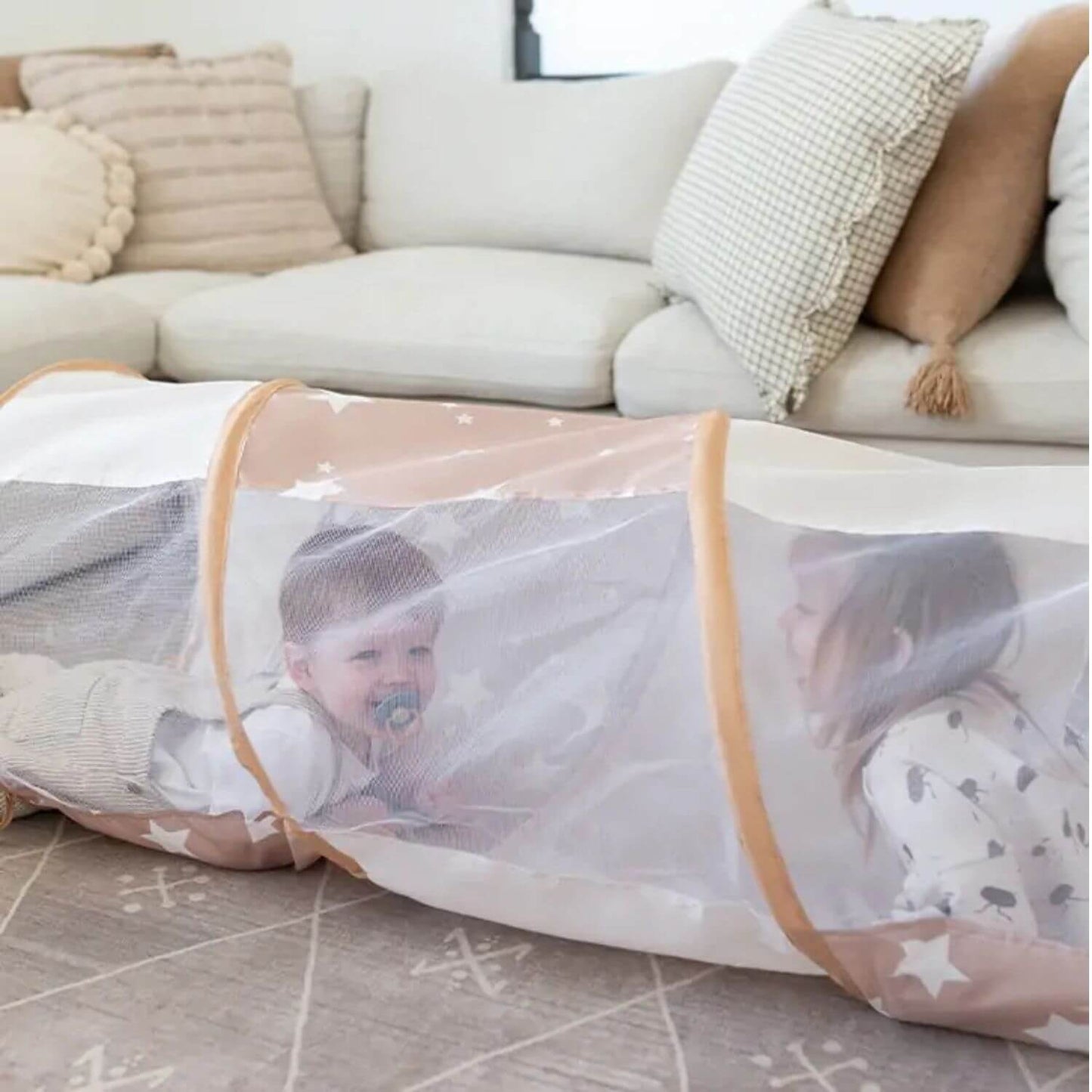 Kids Playing inside Tiny Land® Adventure Play Tunnel