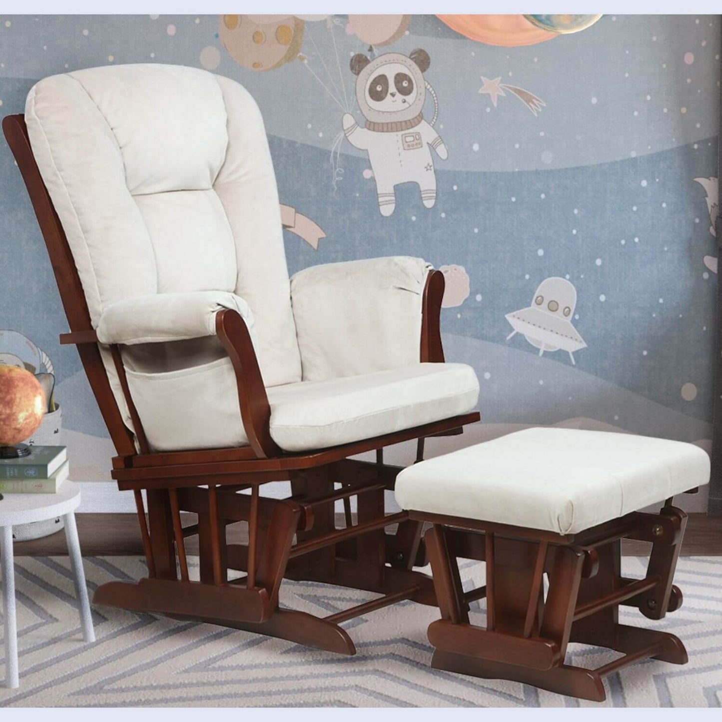 AFG Alice Glider Chair and Ottoman Espresso without Pillow | GL7236E