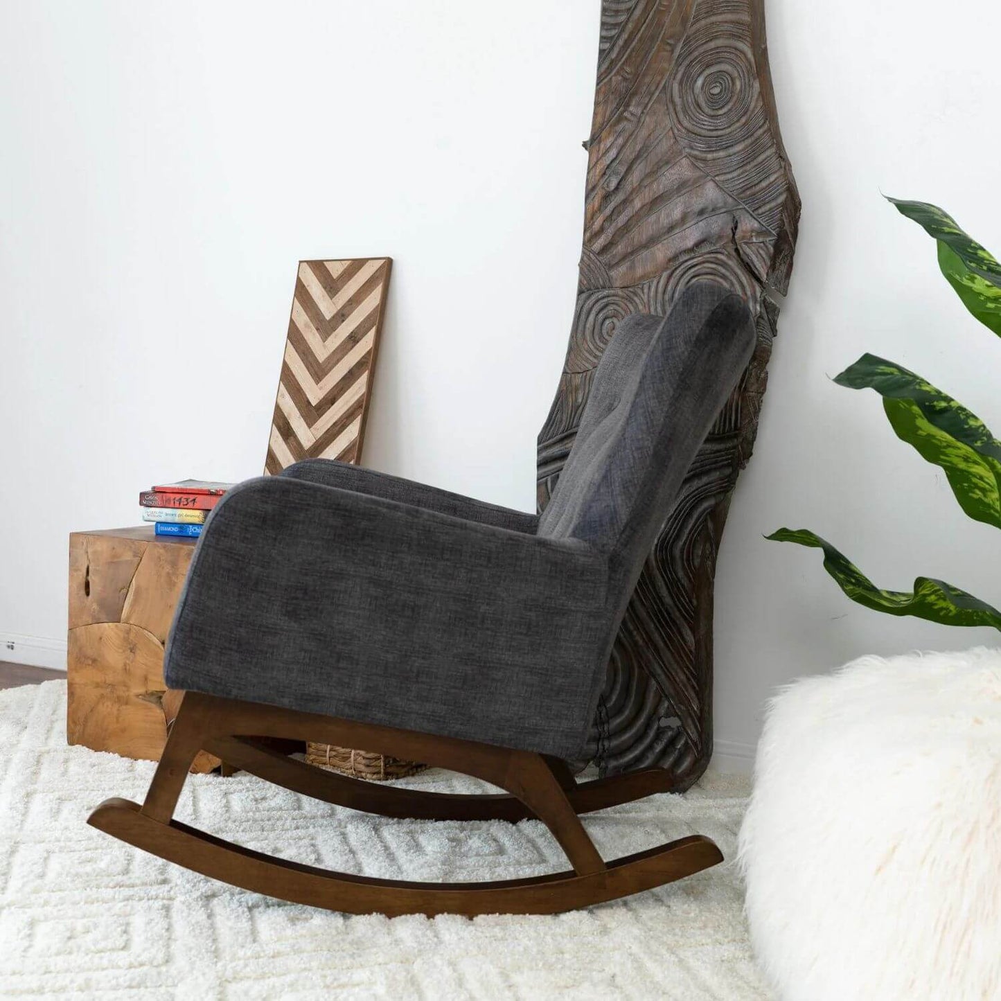 Ashcroft Alistair Solid Wood Fabric Upholstered Nursery Rocking Chair