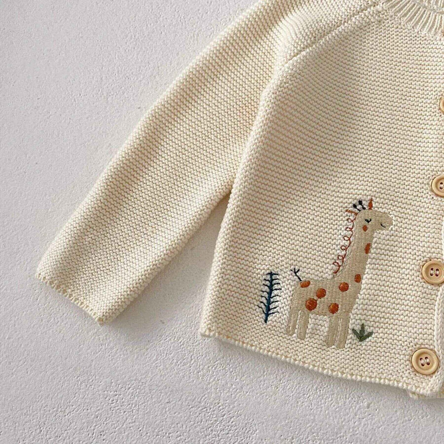Close-up of Animal Embroidery Sweater Cardigan