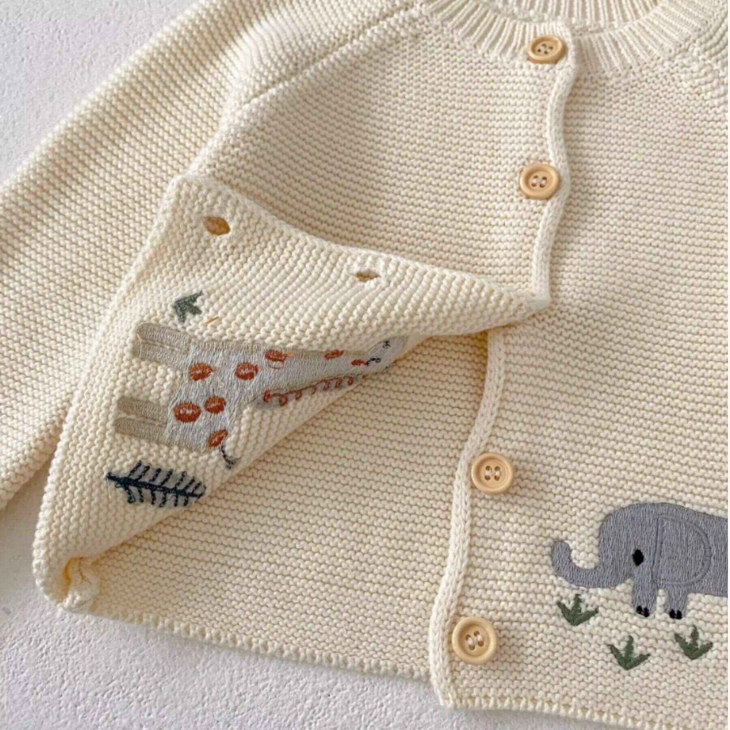 Close-up of Animal Embroidery Sweater Cardigan