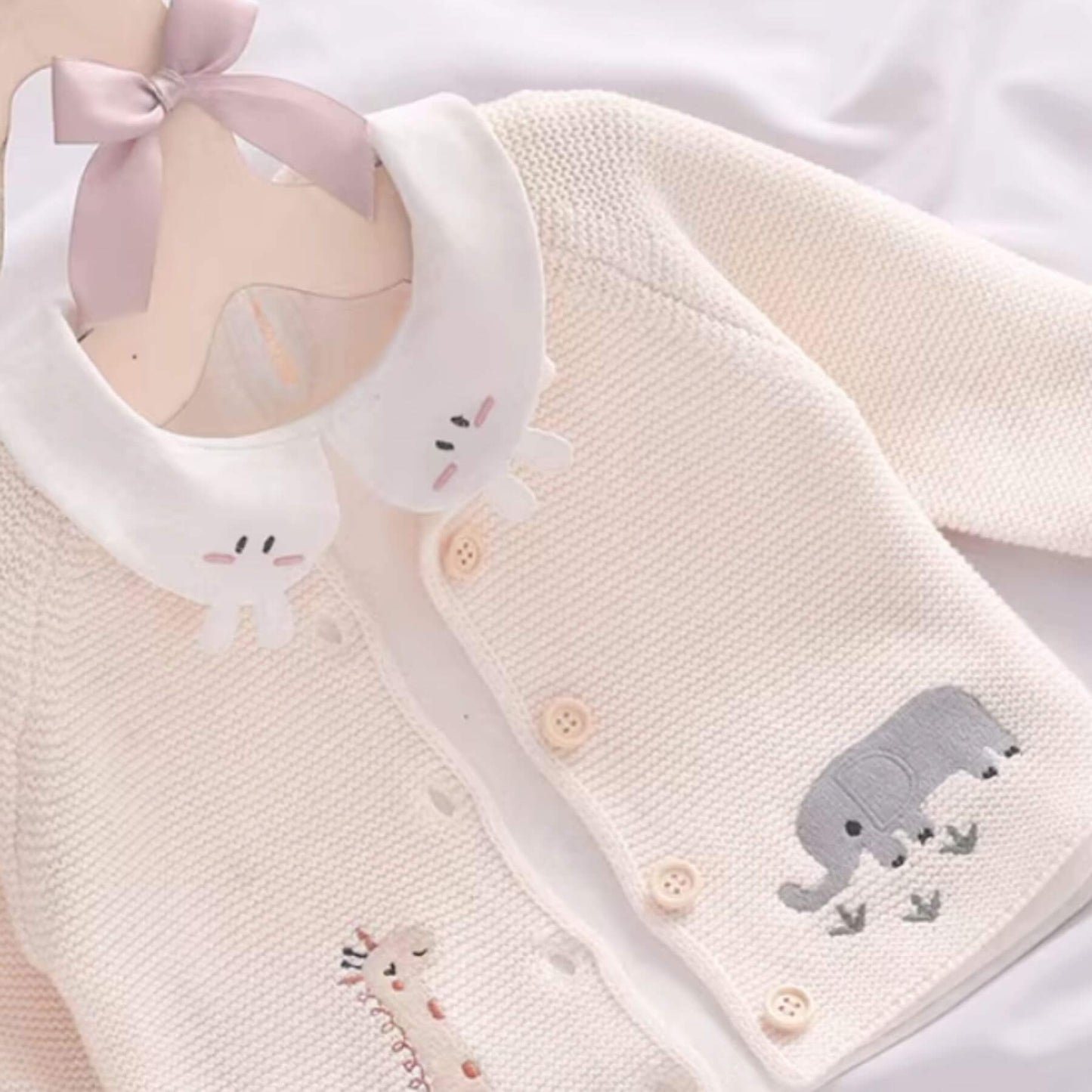 Close-up of Animal Embroidery Sweater Cardigan
