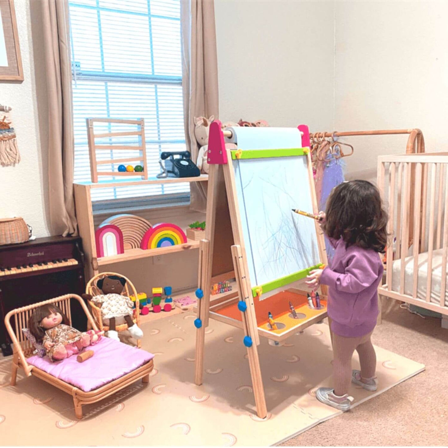 Girl Drawing on Tiny Land® 3-in-1 Art Easel for Kids