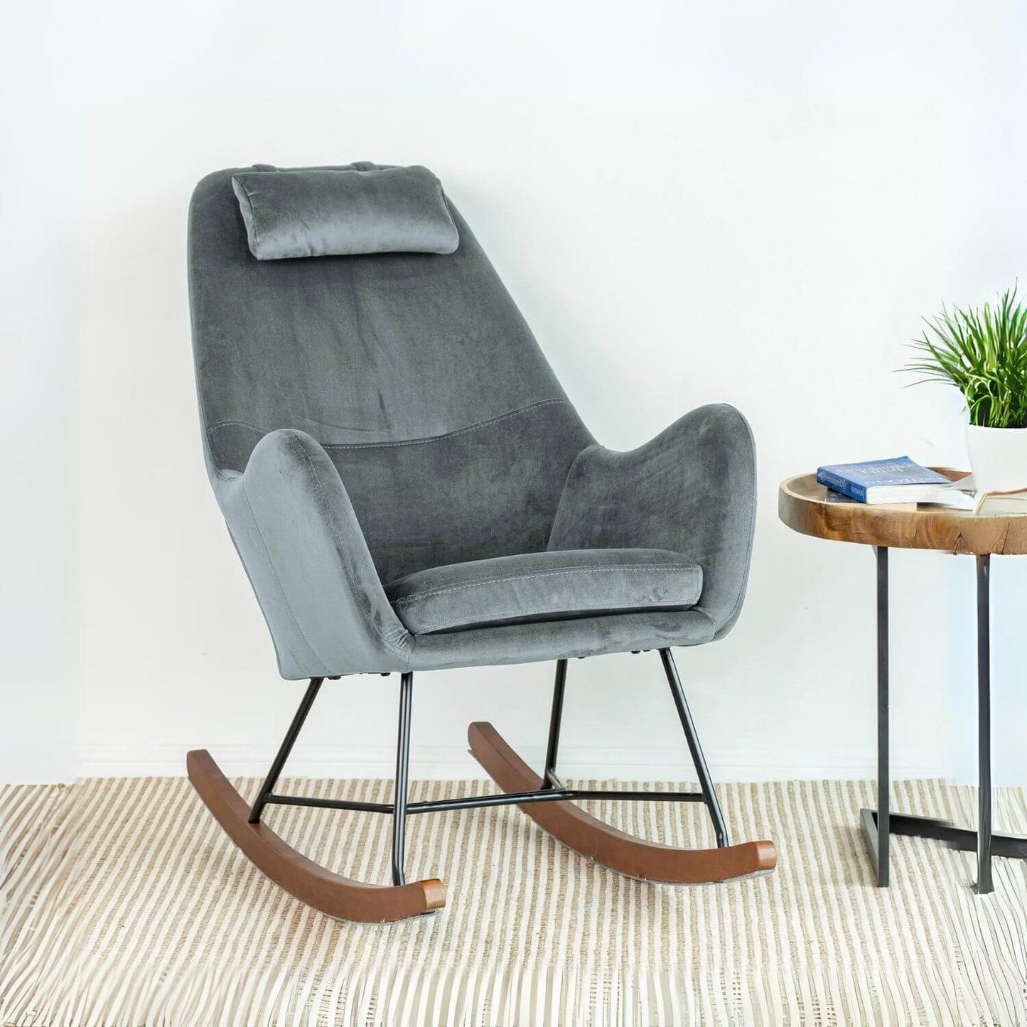 Ashcroft Chelsea Grey Velvet Nursery Rocking Chair