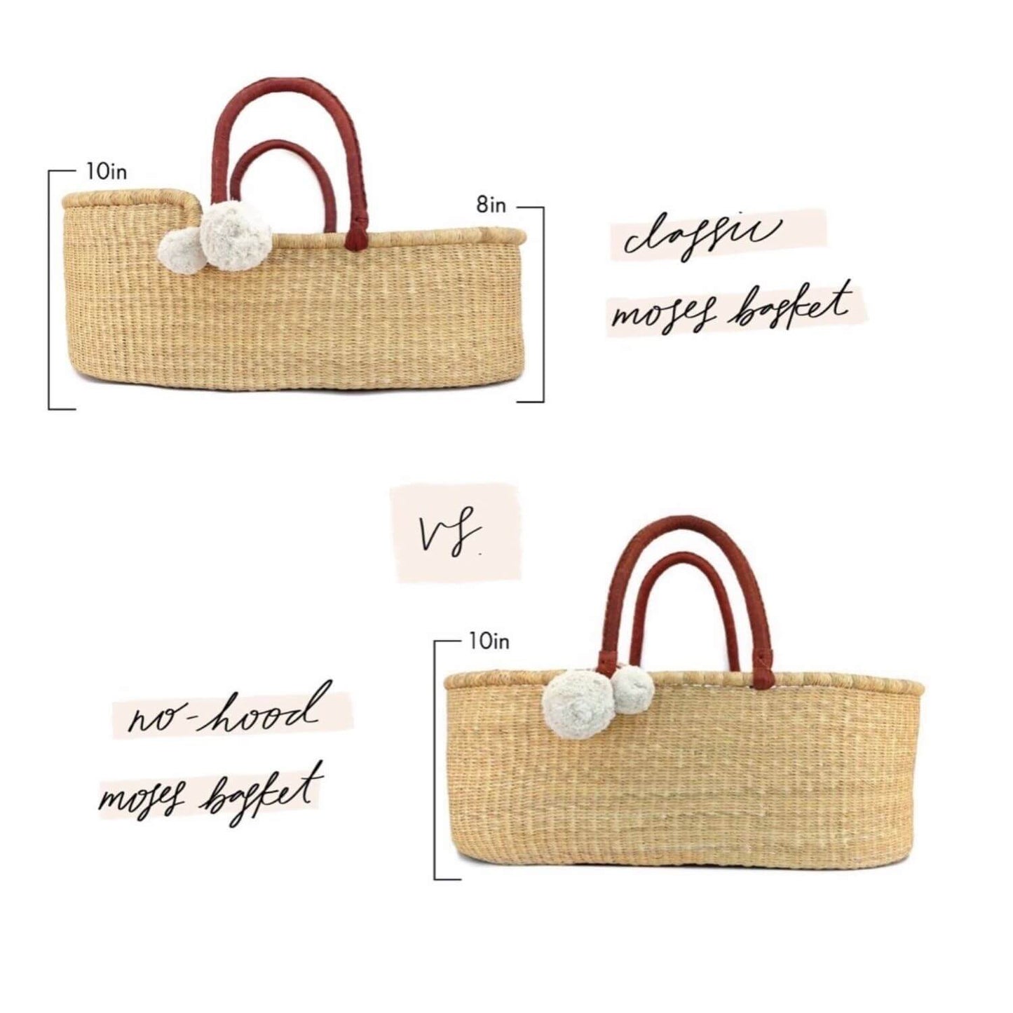 Plum+Sparrow Moses Basket with Dimensions