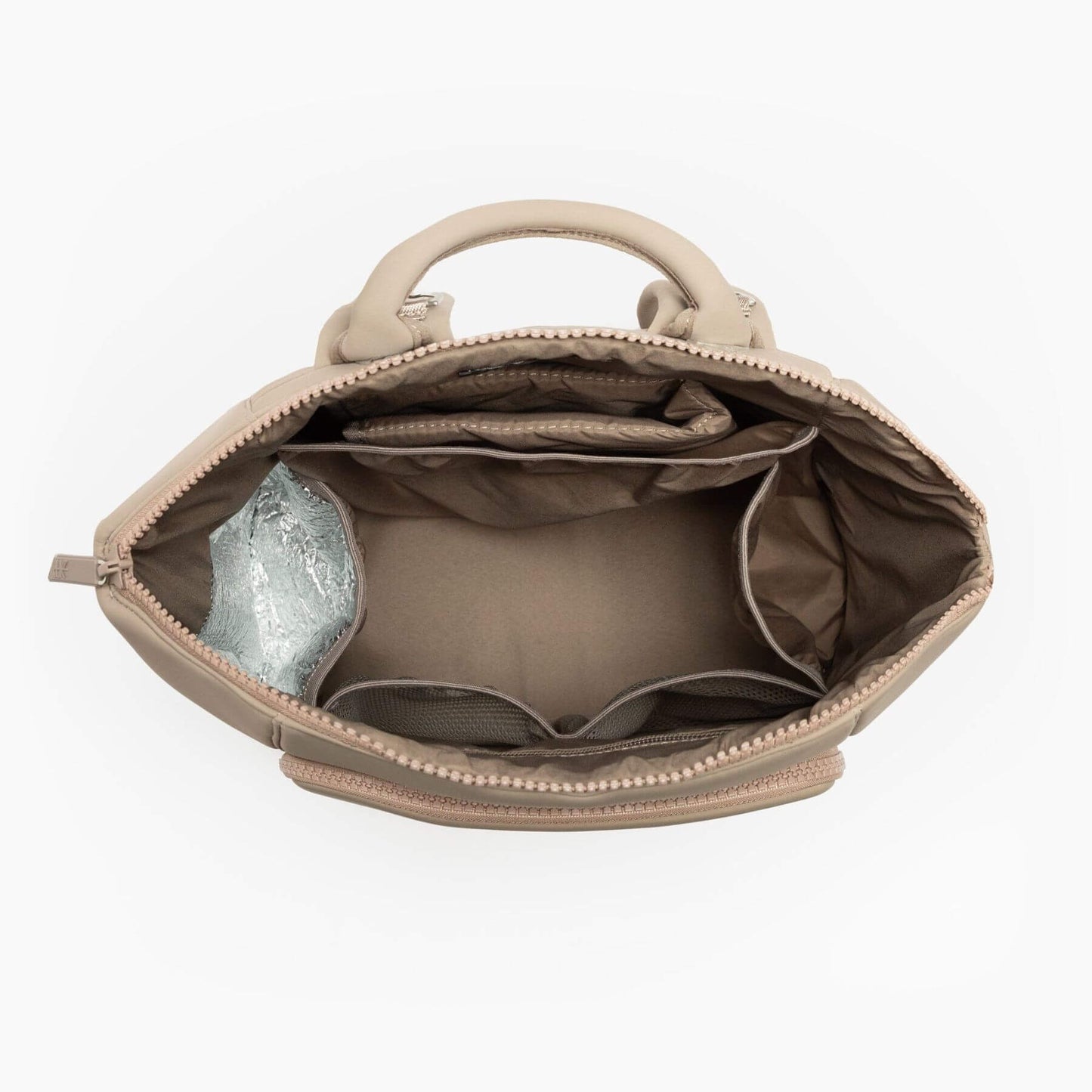 Freshly Picked Aspen Seoul Neoprene Backpack II with a silver item inside