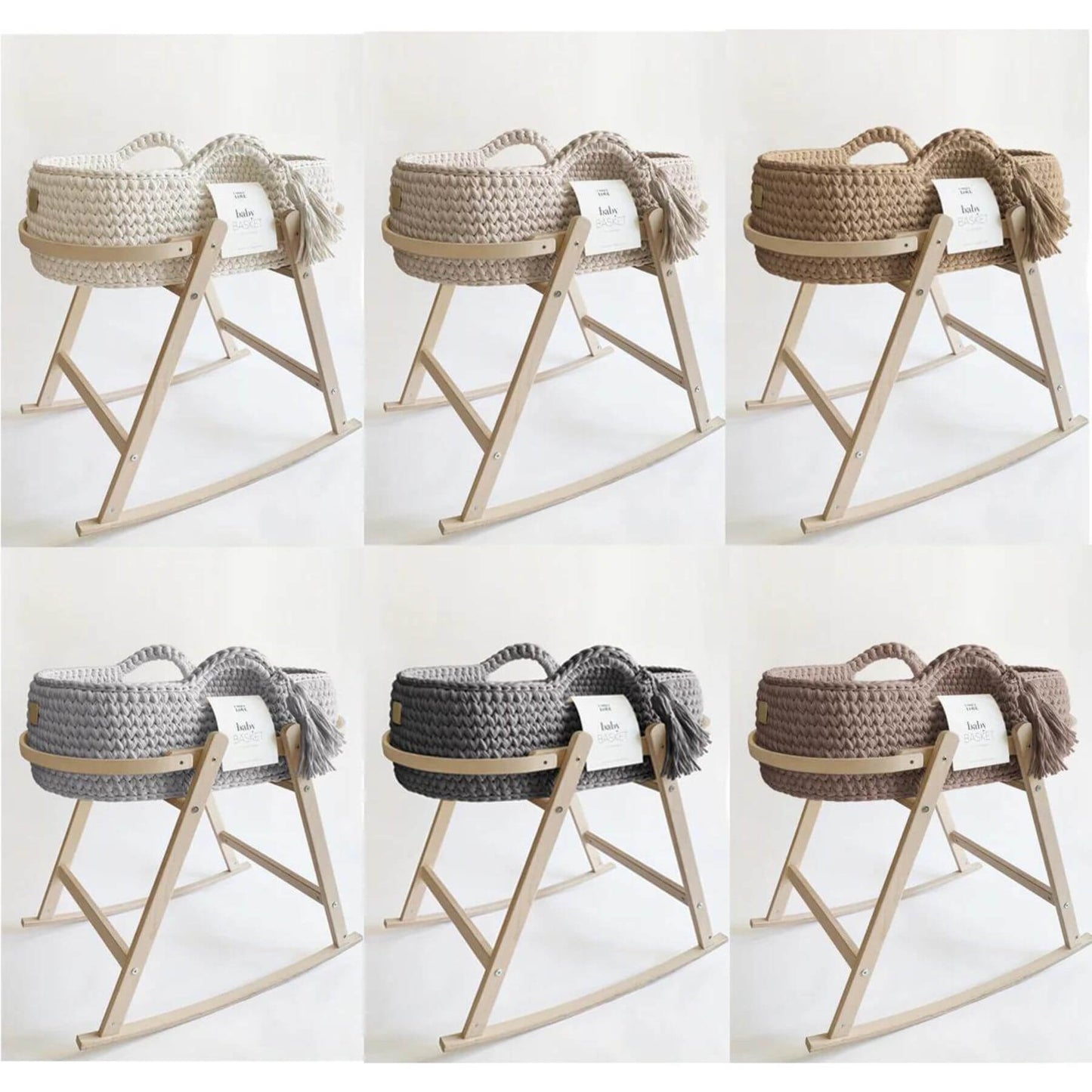 Unique Love Design Baby Cradle w/ Baby Basket in 6 Colors