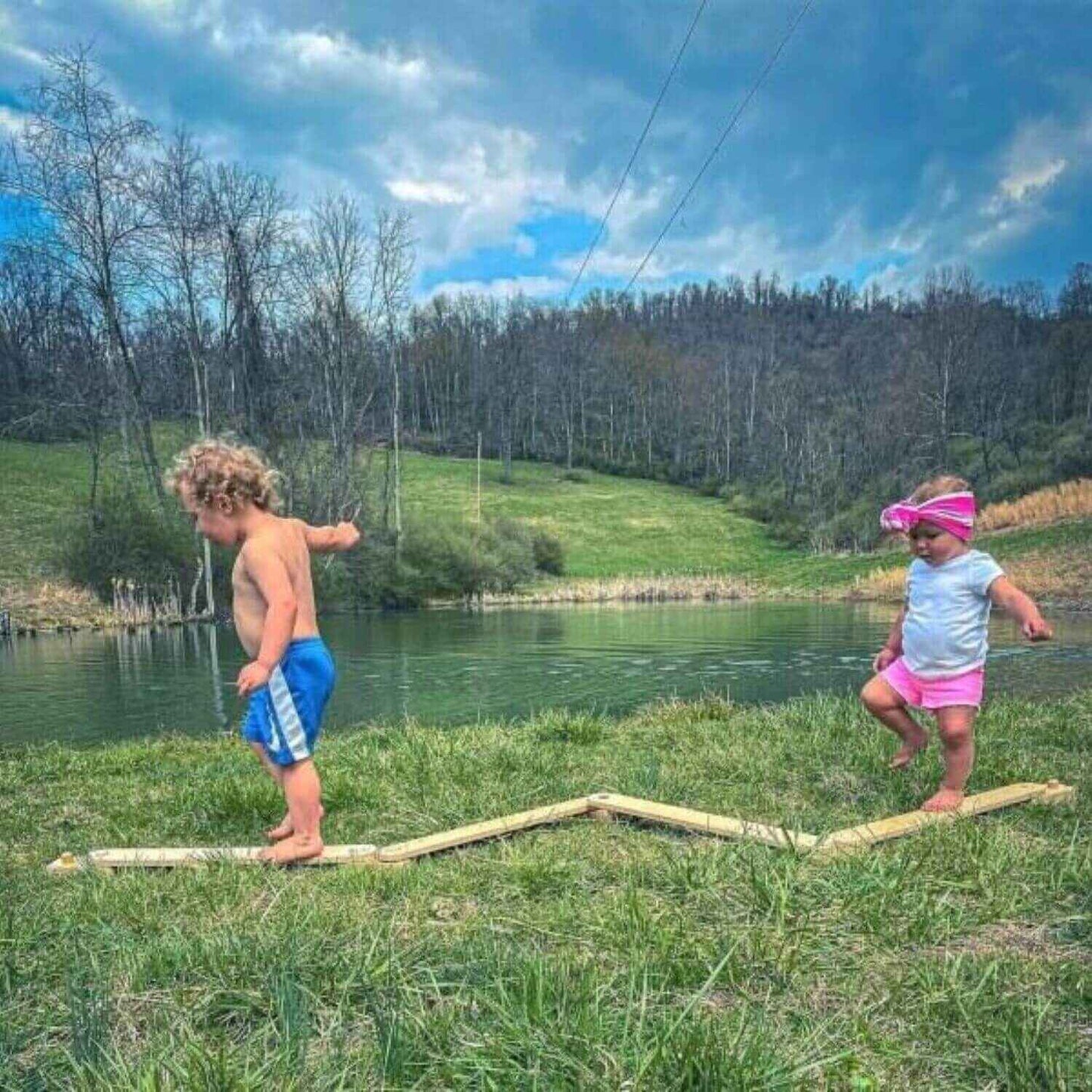 Kids Playing Balance Beam