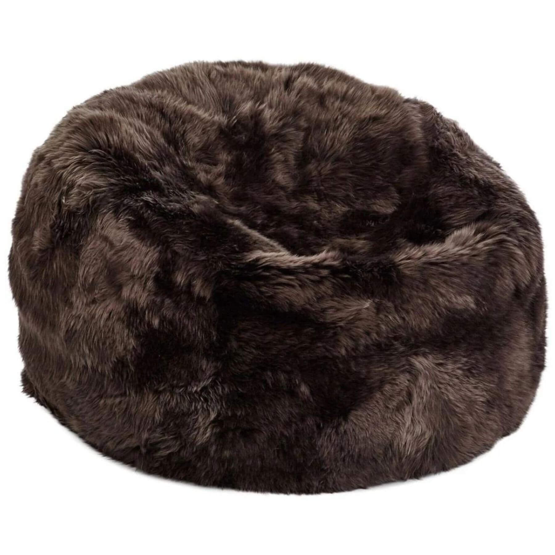 Bean Bag Chair, New Zealand Sheepskin, Walnut