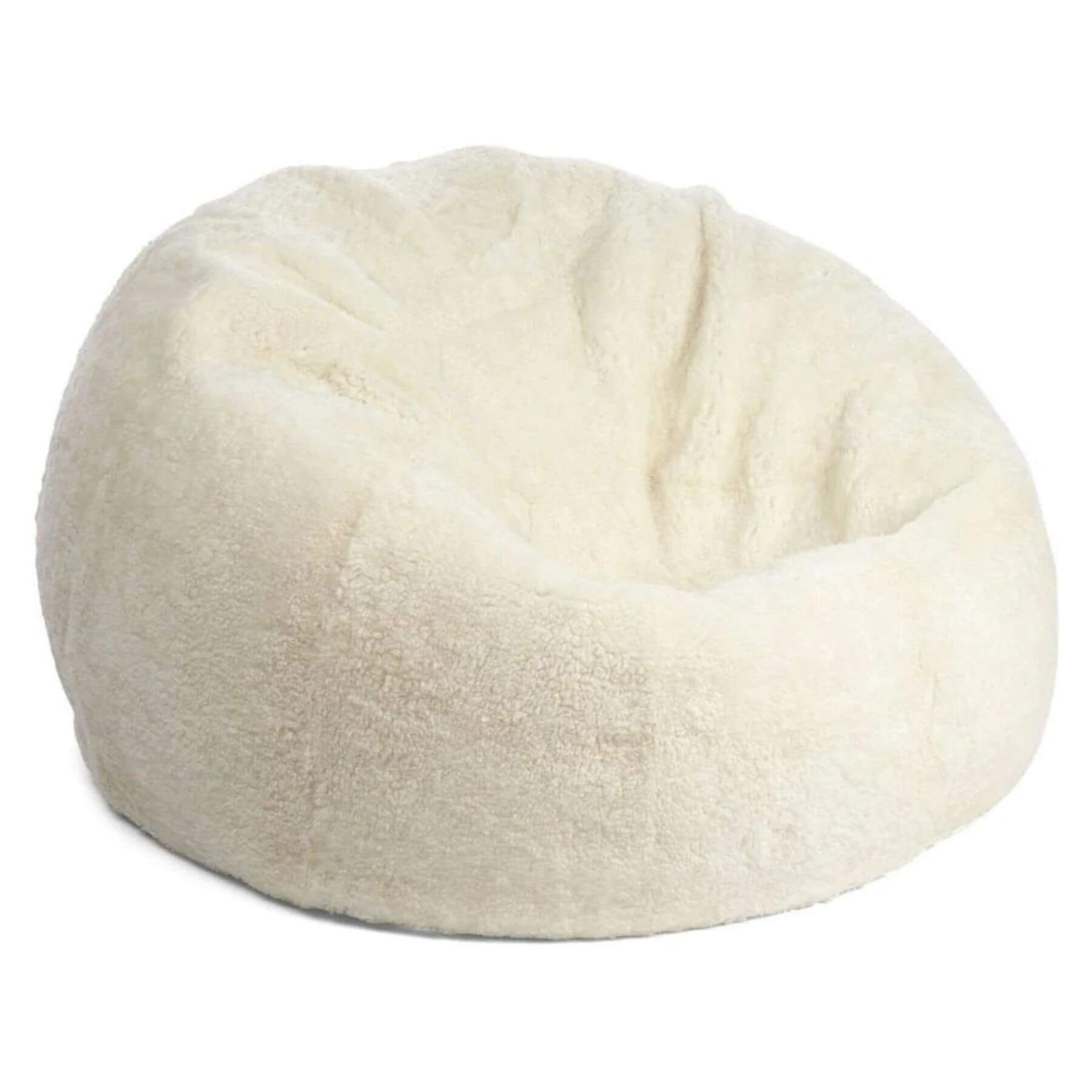 Bean Bag Chair, New Zealand Sheepskin, SW Curly, Ivory