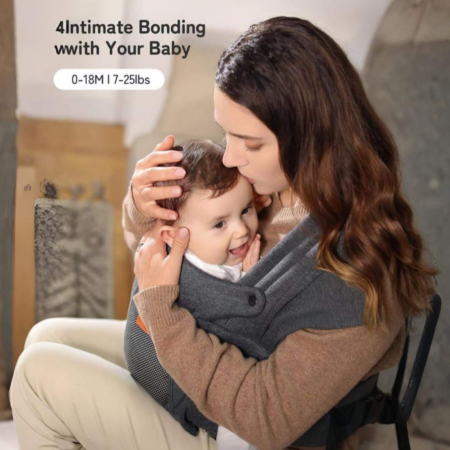 Woman holding a baby in Besrey Baby Wraps Carrier for Newborn with text about intimate bonding.