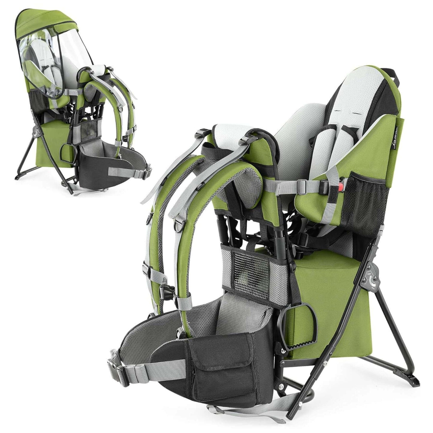 Besrey Baby Backpack Carrier with Safety 3-Height Seat Army Green