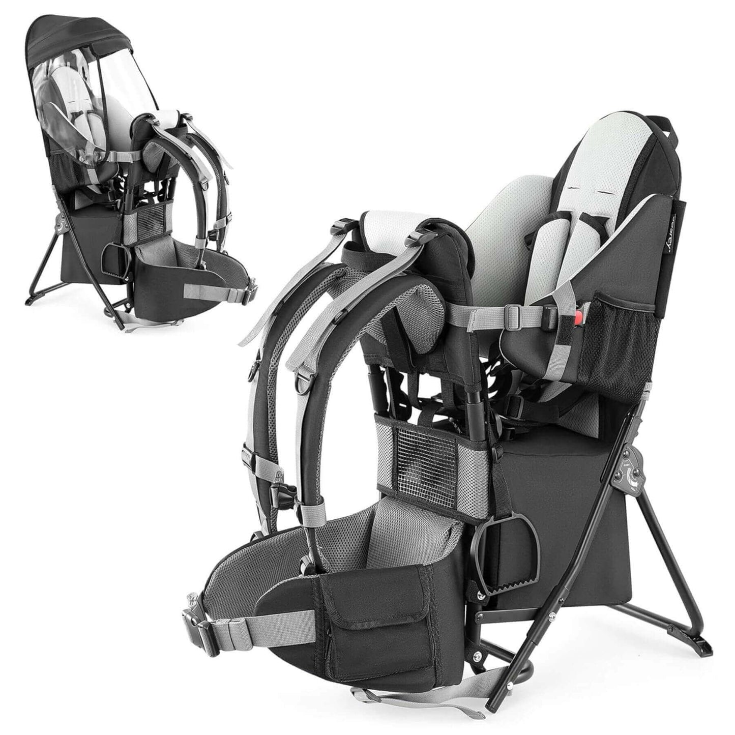 Besrey Baby Backpack Carrier with Safety 3-Height Seat Black