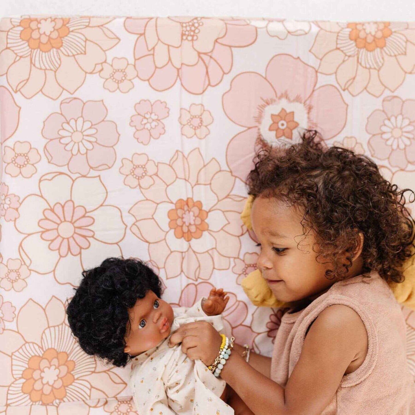 Kid Lying on Toki Mats Blooms Organic Cotton Mat