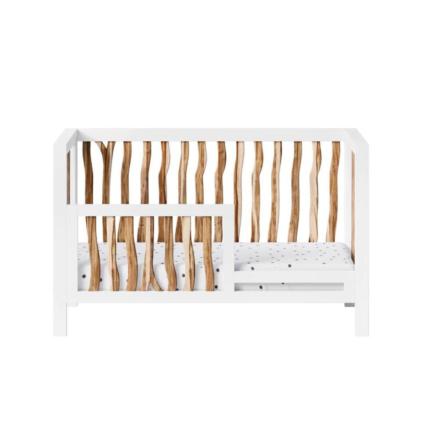 Milk Street Branch 4-in-1 Convertible Crib Acacia with Snow - Converted to a Toddler Bed