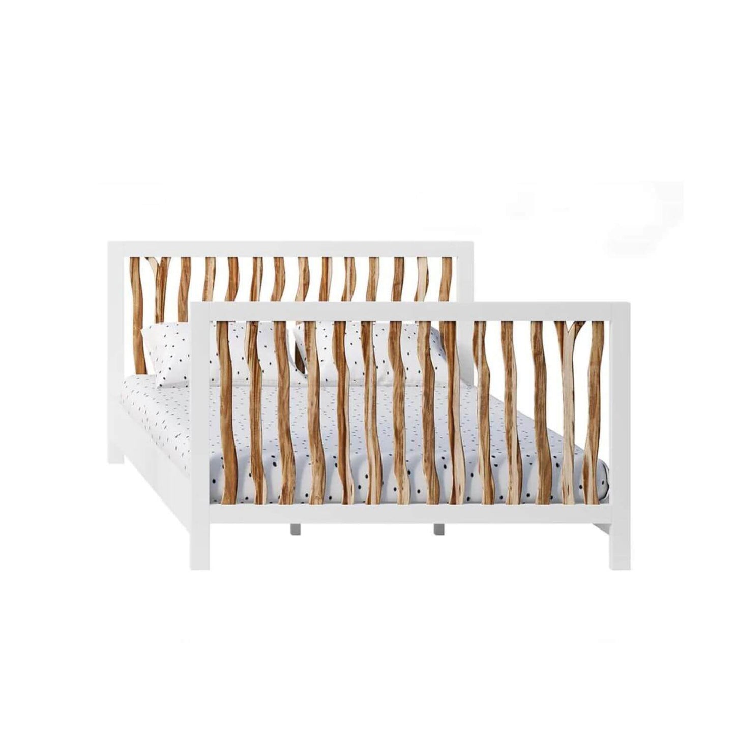 Milk Street Branch 4-in-1 Convertible Crib Acacia with Snow - Converted to a Full Bed