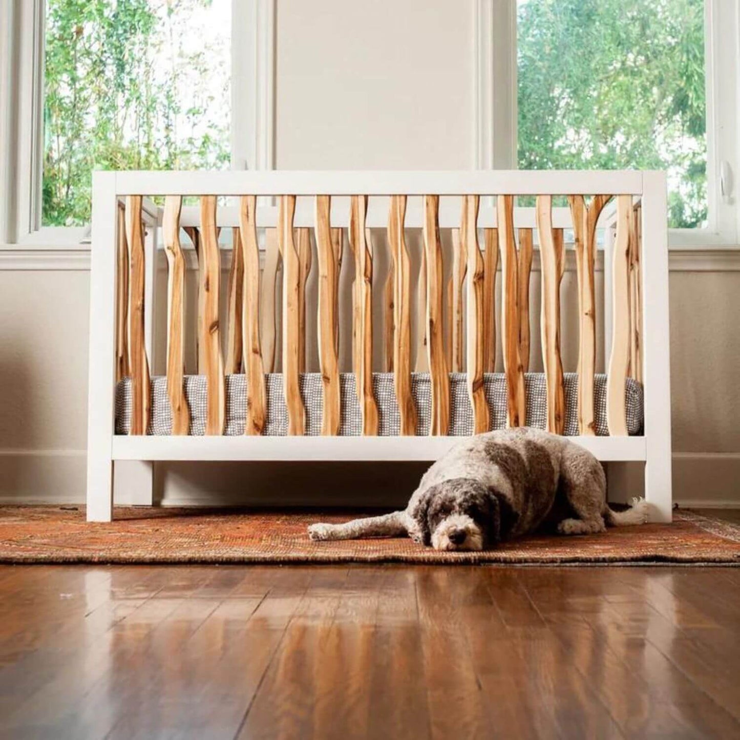 Milk Street Branch 4-in-1 Convertible Crib Acacia with Snow - Lifestyle