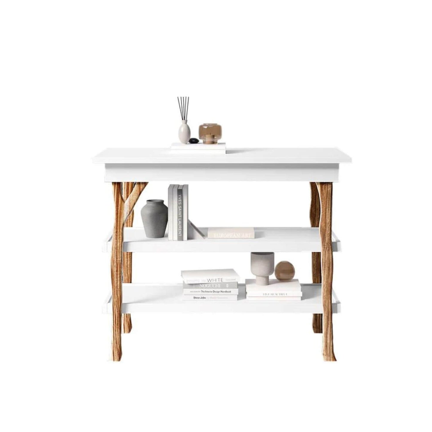 Milk Street Branch Open Shelf Changing Table Acacia with Snow