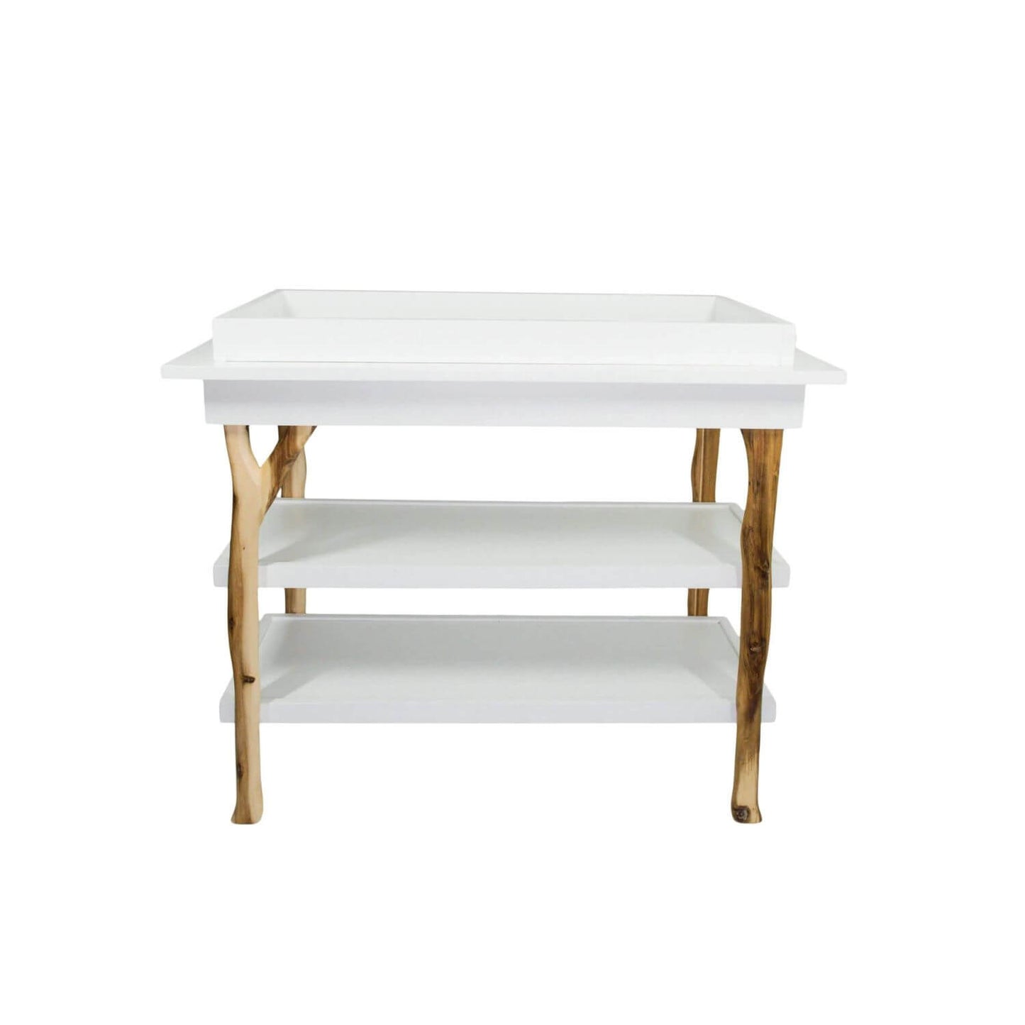Milk Street Branch Open Shelf Changing Table Acacia with Snow