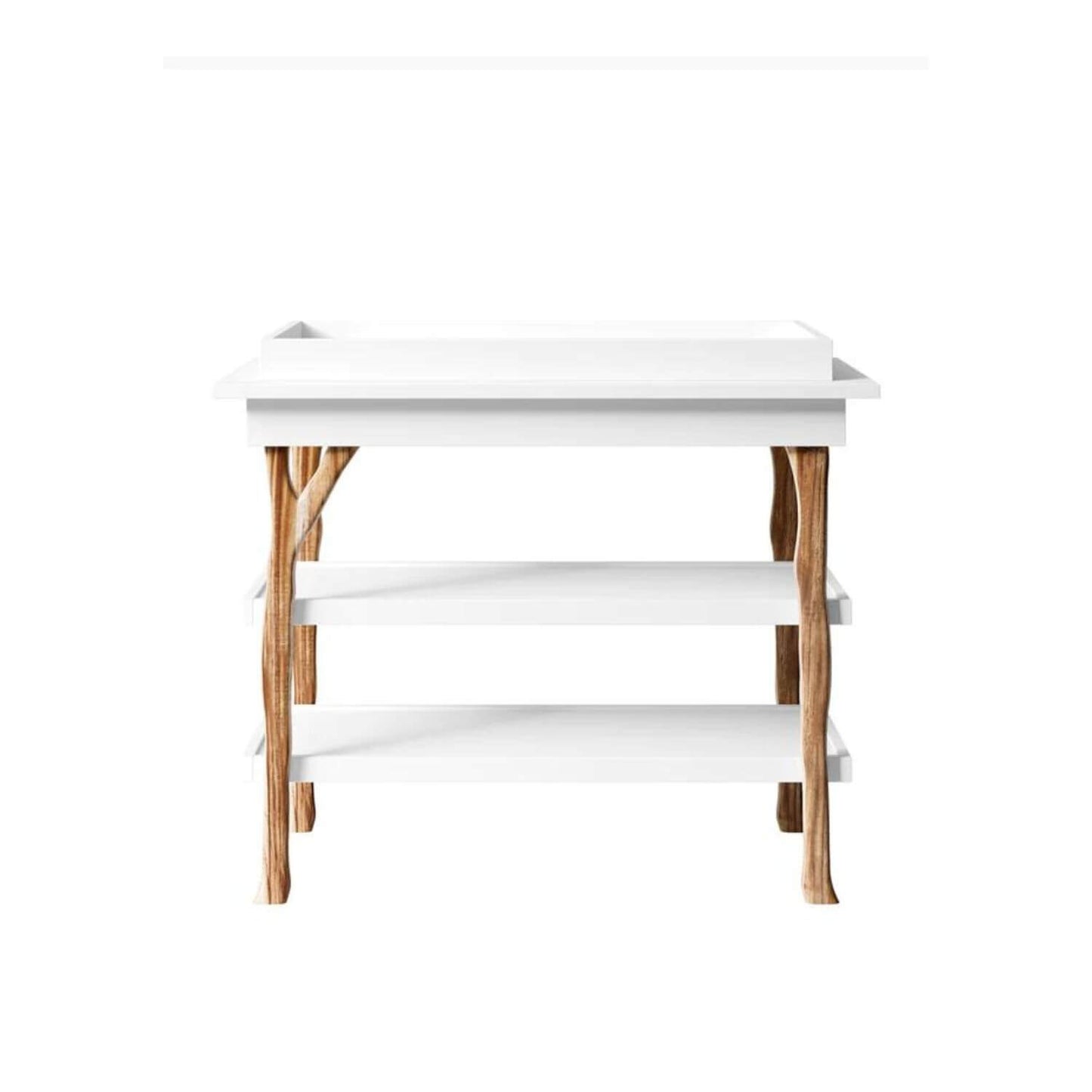 Milk Street Branch Open Shelf Changing Table Acacia with Snow