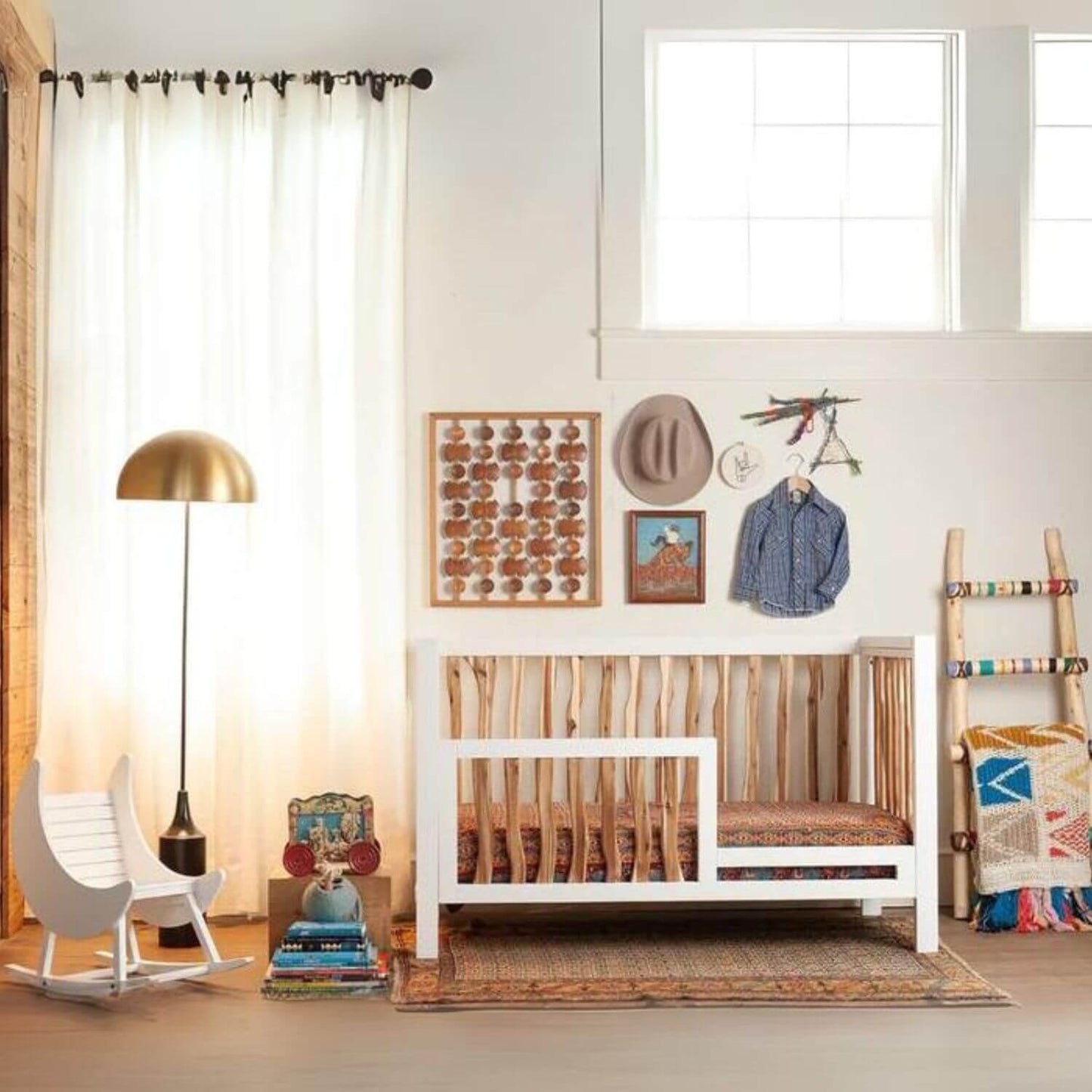 Milk Street Baby Branch Toddler Bed Conversion Kit Acacia with Snow - Lifestyle