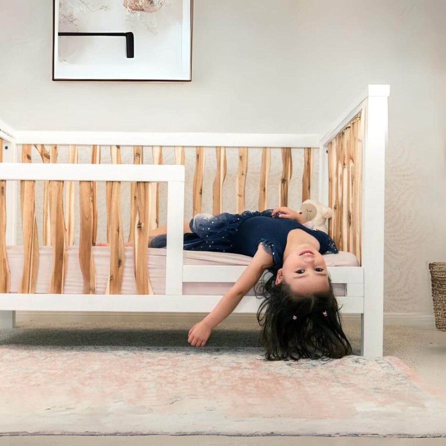 Milk Street Baby Branch Toddler Bed Conversion Kit Acacia with Snow - Lifestyle