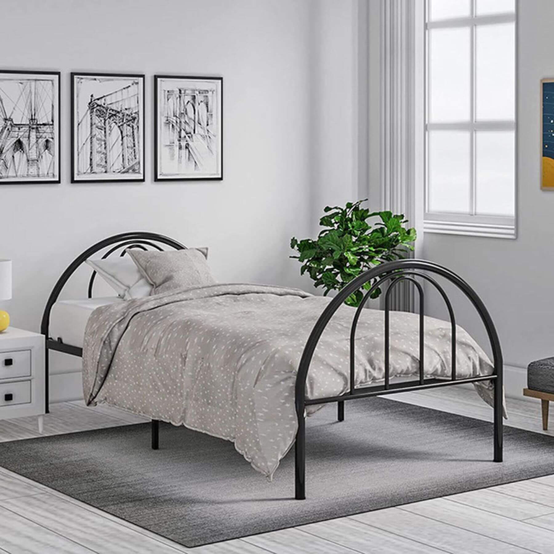 Busy Kids Brooklyn Metal Twin Bed Black