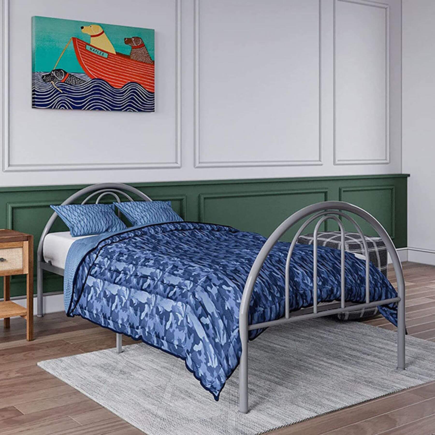 Busy Kids Brooklyn Metal Twin Bed Earl Grey