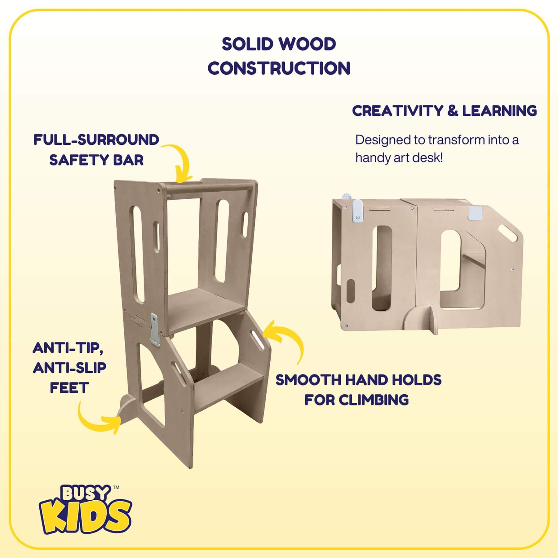 Busy Kids 2-In-1 Kitchen Tower and Kids Art Desk